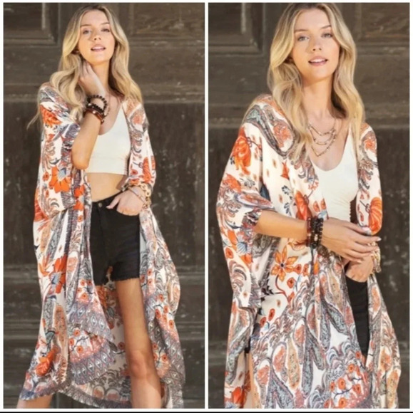 New Boho Floral Jacquard Kimono - Picture 9 of 9